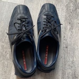Prada blue leather sneakers